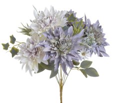 Kytice umělých dahlií 4 květy s listy, dl. 43cm
