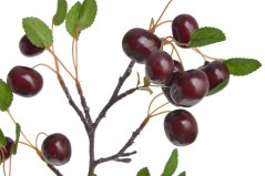 Umělá větev s plody třešně, plody 3cm, dl.celkem 100cm