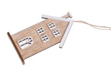 Dekorace dřevěný domek závěs 8,5 x 13 x 0,5cm