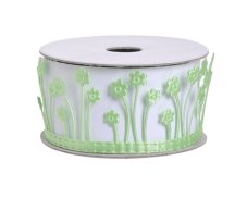 Samolepící stuha s motivy kytiček 4cm/dl. 3m - zelená světlá
