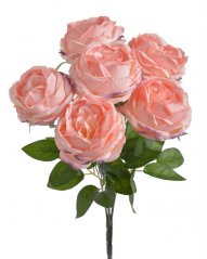 Kytice umělých růží s listy, květ Ø 9cm/celkem dl. 43cm