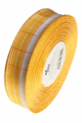 Tkaná kostková stuha se vzorem a drátem 25mm/25m