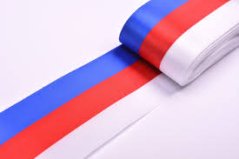 Plátnová dekorační stuha trikolora 7cm/dl.10m
