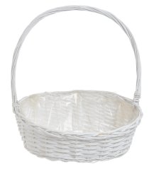 Proutěný, oválný košík s uchem a s igelitem uvnitř 44cmLx36cmWx50cmH