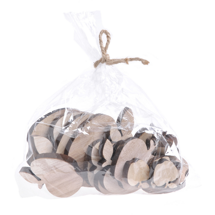 Dřevěné výseky ve tvaru jablíčka 2,5-7cm - 18ks