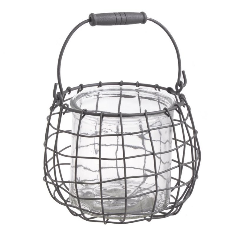 Dekorační kovová lucerna se sklem  Ø 14,5 cm x H13 cm