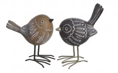 Figurka stojící  ptáček na kovových nohách  H11,5-14,5cm..10,5-12cmLx6cmWx11,5-13,5cmH
