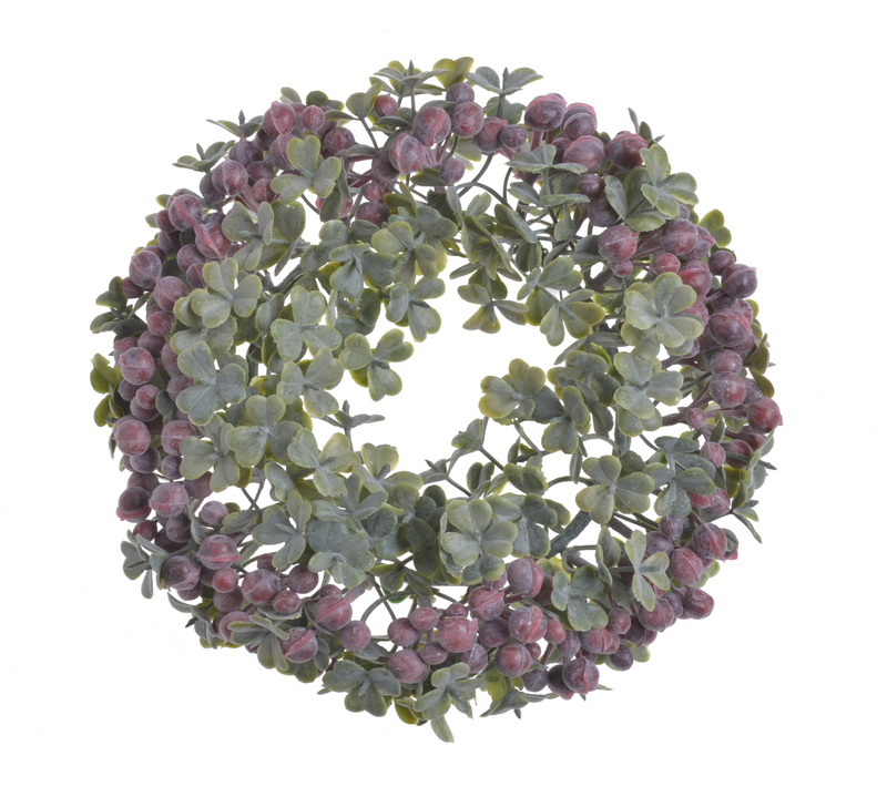 Věnec z umělých lístků a bobulí  Ø 18cm