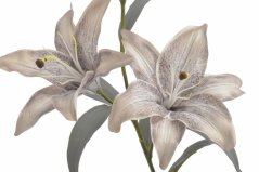 Umělá lilie šedo-bílá 61 cm s velkými květy