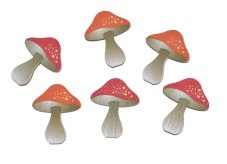 Podzimní dekorace - muchomůrka - na přílepce, 4 cm - 6ks