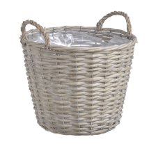 Proutěný koš na aranžování s igelitem uvnitř Ø 34x27cmH