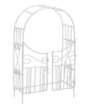 Kovová dekorace pergola 7,5 x 4 cm, H15 cm - bílá