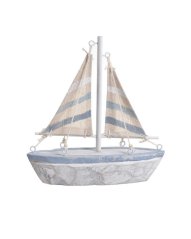 Letní dekorace dřevěná jachta 15cmL x 16,56cmW x 4cmH