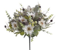 Umělá kytice s květy poinsettií a doplňky,  květ Ø 7cm, dl.43cm