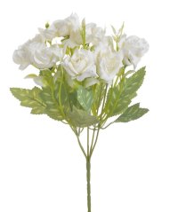 Kytice umělých růží s listy a doplňky, květ Ø 5cm/celkem dl. 30cm
