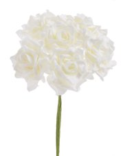 Hlavička pěnové růžičky na drátku Ø 6cm, drátek 25cm - 6ks