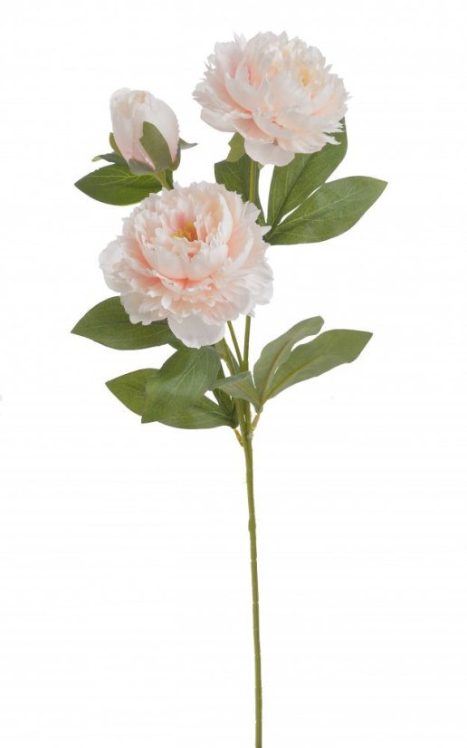 Umělá pivoňka s 2květy a poupětem, květ Ø10cm/ celková dl.65cm
