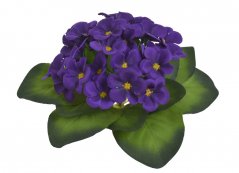 Umělá kytička 25 afrických fialek s lístky, květ Ø 4 cm, trs 18 cm