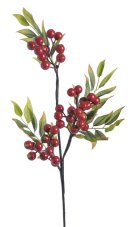 Umělá větvička hlohu s bobulemi a listy, dl. 55 cm, barva 108