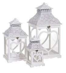 Dřevěná dekorativní lampa 16cmLx16cmWx32cmH, 24cmLx24cmWx47cmH, 31,5cmLx31,5cmWx62cmH - set 3ks