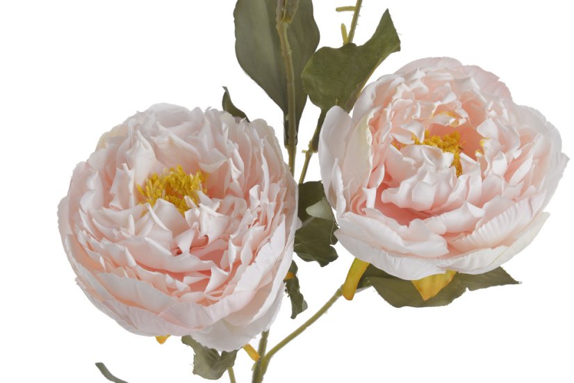 Umělá pivoňka na stonku s listem - 2 květy a poupě, květ Ø 10cm, celková dl. 87cm