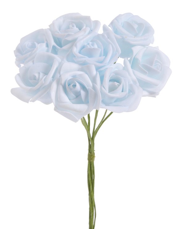 Svazek hlaviček pěnových růží na drátku Ø6cm/dl.25cm - 8ks