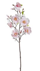 Větvička umělé magnolie s listy 4 květy + 2 poupata, dl. 116cm