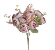 Kytice umělých ranunculusů s doplňky, květ Ø 4 cm, dl. 23cm