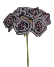 Pěnové růže na drátku, hlavička Ø 6cm, drátek dl. 23cm - 6 ks
