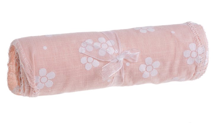 Plátno s potiskem květů 15 x 145 cm - růžové