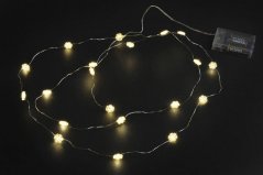 Vánoční dekorace LED girlanda vločky  20 led teplé světlo (3 AA) 2m+30 cm