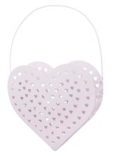 Plechový košík ve tvaru srdce 22 cm, barva PK