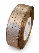 Atlasová stuha s metalickým prošíváním 1,5 cm × 20 m – béžová