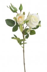 Umělá kvetoucí růže s dvěma květy a poupaty celkem dl. 40 cm