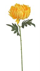 Umělá chryzantéma na stopce s listy, květ Ø16cm/celkem dl.75cm