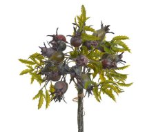 Svazek umělých větviček divoké růže s plody dl. 24cm -  3ks