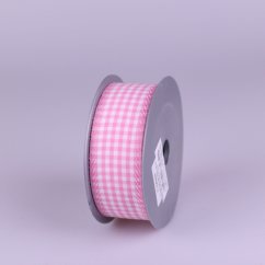 Tkaná stuha s kostkovaným vzorem 4cm/dl.10m - růžová