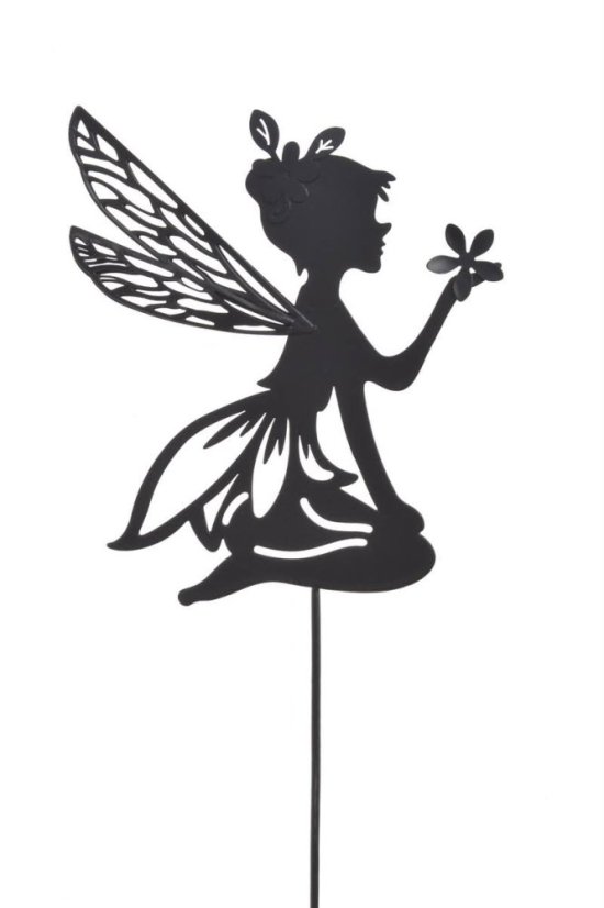 Kovová dekorace víla zápich (11cmL x 0,5cmW x 13cmH) 52cmH