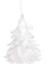 Vánoční dekorace - stromeček z barveného peří - závěs 15cmH
