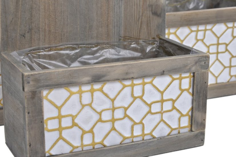 Sada dřevěných nádob 26cmLx15cmWx36cmH, 23xmLx12,5cmWx34cmH, 20cmLx10cmWx32xmH - 3 ks