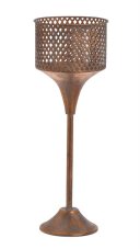 Kovový povrchově upravený svícen na jednu svíci 15,5cm∅ x 44,5cmH