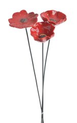 Dekorace keramický kvítek na drátku (5,1cmL x 4,9cmW x 2,9cmH)