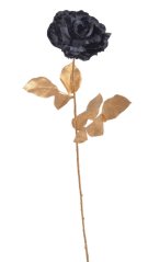 Kvetoucí umělá růže na barveném stonku s listy, hlavička Ø 10cm, dl.70cm