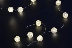 Vánoční dekorace LED světýlka ledové kouličky 20 ks délka 1,5 m  - 3 x AA - čistě bílá