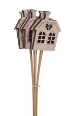 Vánoční dekorace domky zápich 7cm/35cm - 6ks
