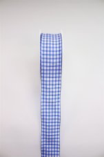 Dekorační organzová potištěná stuha s kostkovým vzorem 4cm/20m - blue