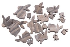Velikonoční dekorace dřevěný zajíc 2,5 - 8cm - 18ks
