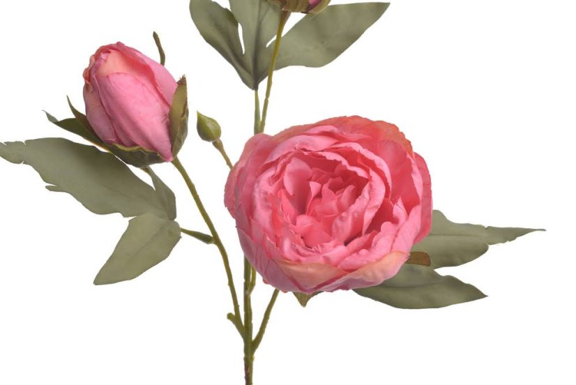 Umělá pivoňka na stonku s listy a poupaty, květ Ø 9 cm, dl. 55cm