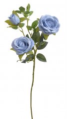 Umělá růže na stonku 2 květy a poupě s listy Ø8,5cm/dl.64cm