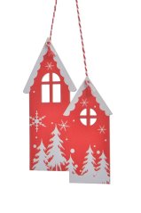Dekorace dva dřevěné domky 12,5 x 20 cm - závěs
